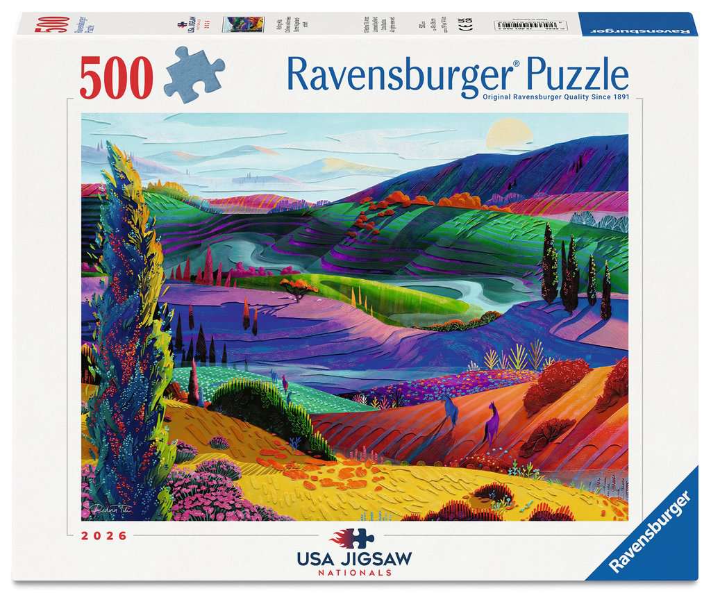 Box, straight on: Rolling Hills – 500 Piece Jigsaw Puzzle (Ravensburger)