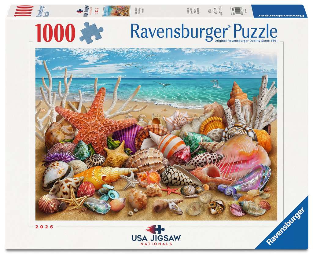 Box, straight on: Beach Treasures – 1000 Piece Jigsaw Puzzle (Ravensburger)