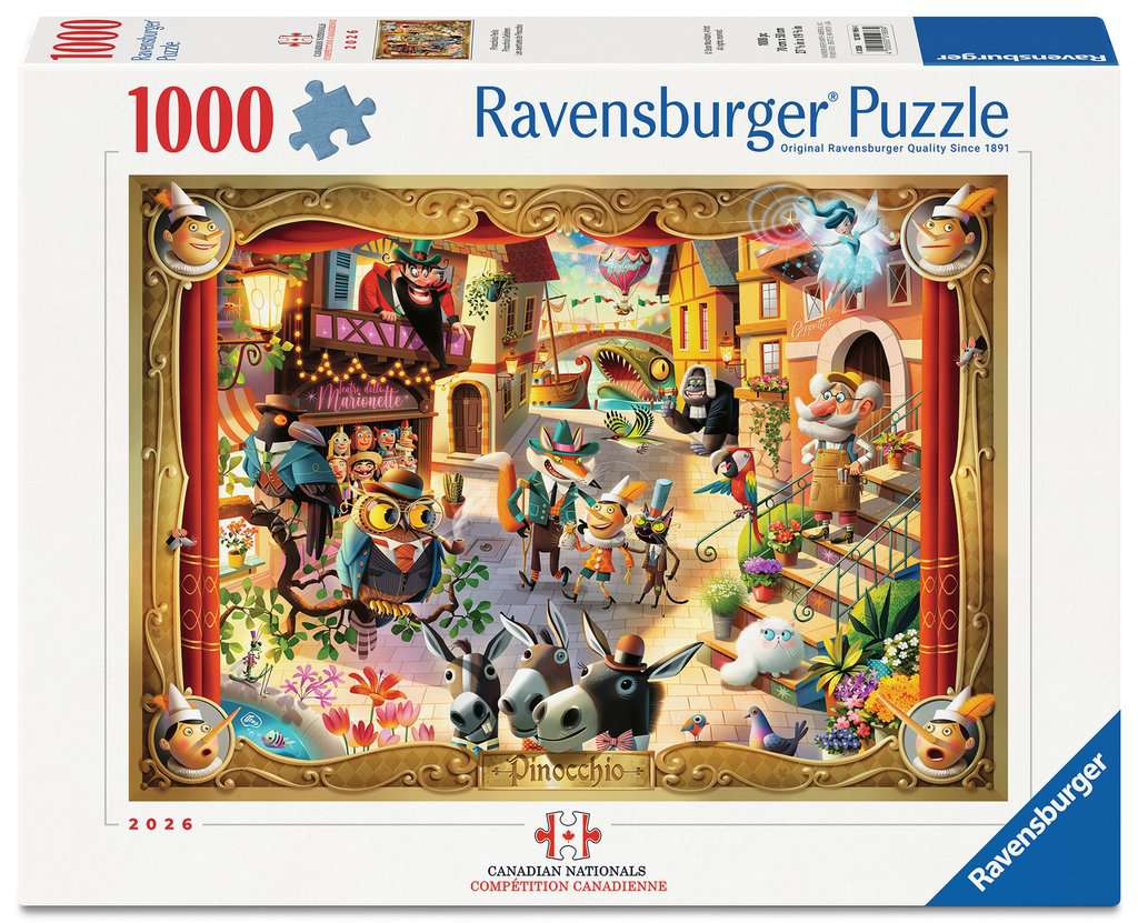 Box, straight on: Pinocchio's Perils – 1000 Piece Jigsaw Puzzle (Ravensburger)