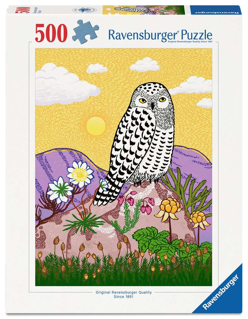 Box, straight on: Snowy Owl – 500 Piece Jigsaw Puzzle (Ravensburger)