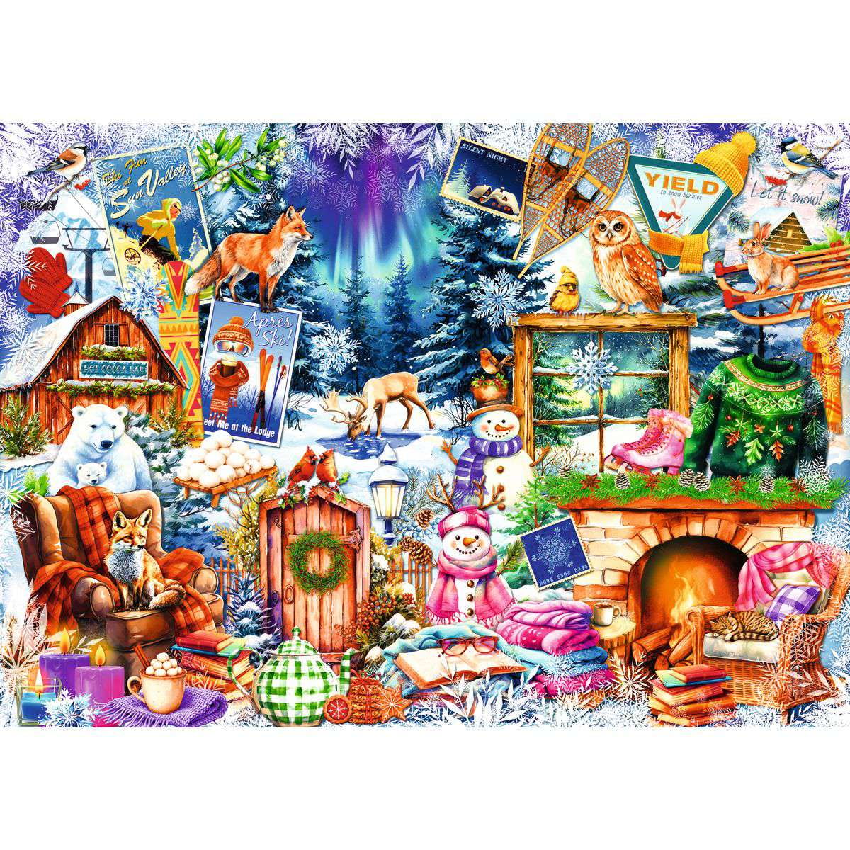 ** Pre-Order ** Winter Mountain Village - 500 Large Piece Jigsaw Puzzle (Ravensburger)