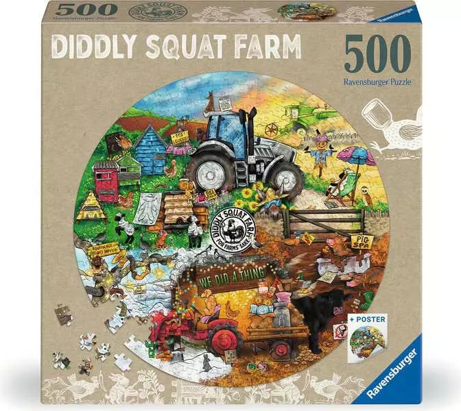 ** Pre-Order ** Diddly Squat Farm - 500 Piece Circular Jigsaw Puzzle (Ravensburger)