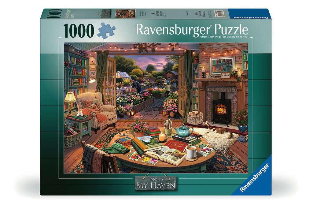 Box, straight on: My Haven No.15, The Reading Room – 1000 Piece Jigsaw Puzzle (Ravensburger)