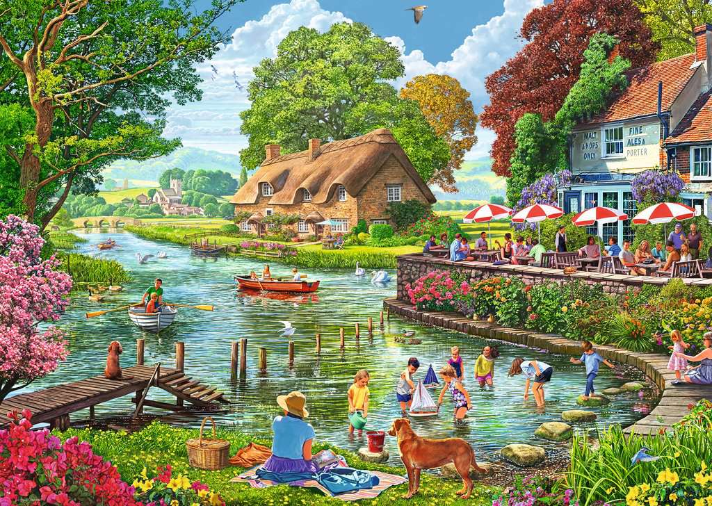 Artwork: Playtime on the River – 1000 Piece Jigsaw Puzzle (Ravensburger)