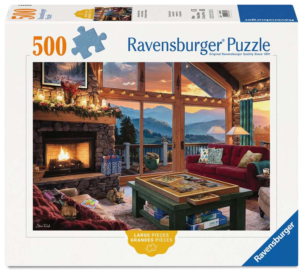 Box, straight on: Mountainside Puzzling – 500 XL Piece Jigsaw Puzzle (Ravensburger)