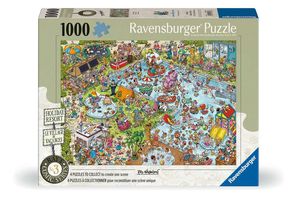 Box, straight on: Ray's Comic Series - Holiday Resort No.3 The Pool – 1000 Piece Jigsaw Puzzle (Ravensburger)