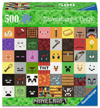 Box, straight on: Minecraft: Mobs and Blocks – 500 Piece Jigsaw Puzzle (Ravensburger)