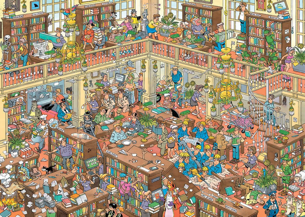 The Library by Jan van Haasteren - 500 XL Piece Jigsaw Puzzle (Jumbo)