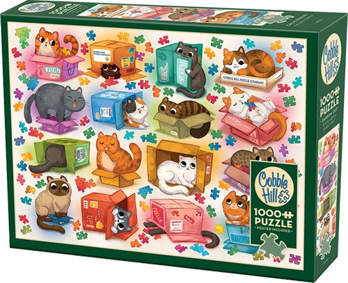 Cats Vs. Puzzle - 1000 Piece Jigsaw Puzzle (Cobble Hill) - Completed Puzzle