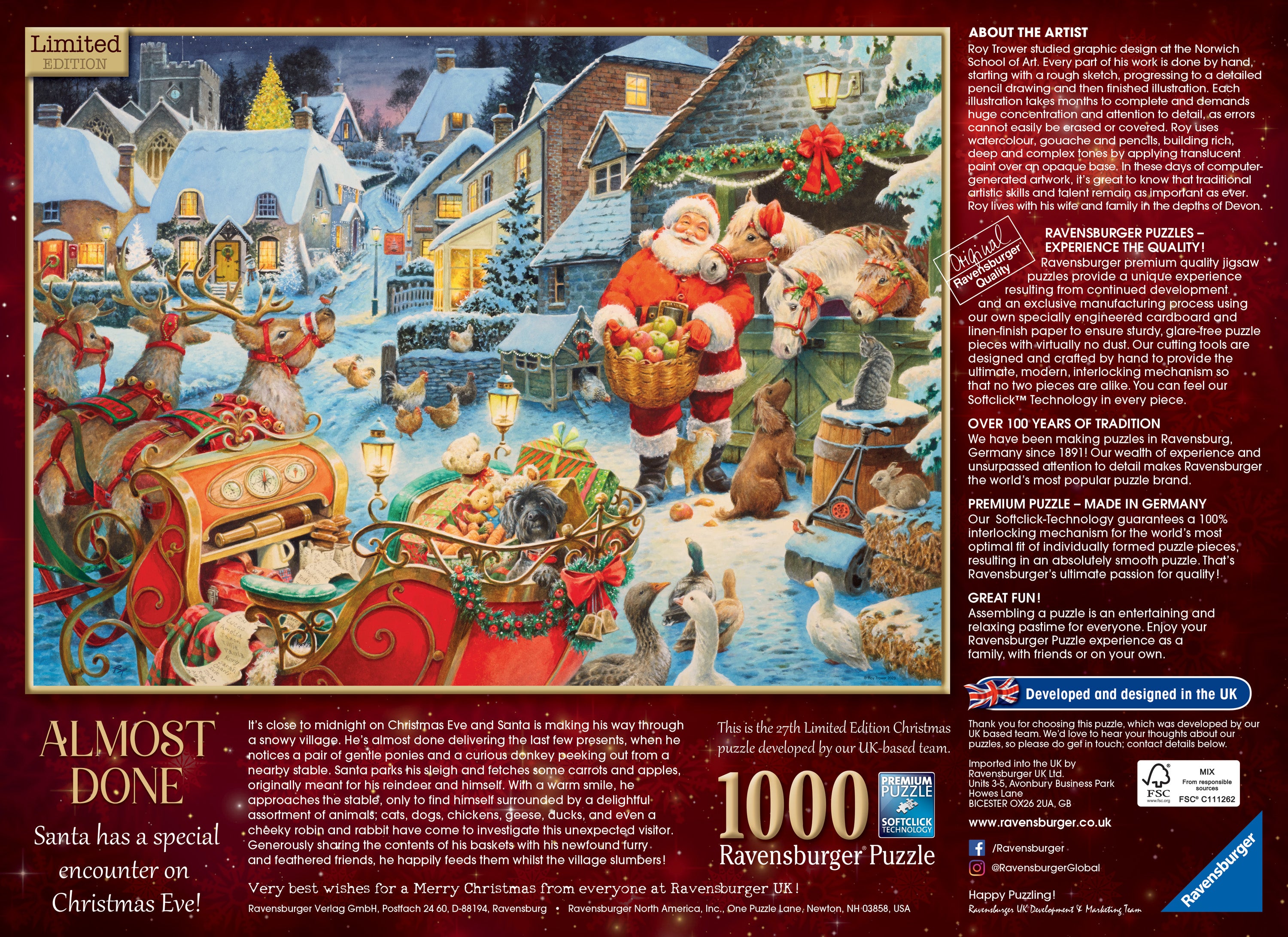 Christmas Puzzle "Almost Done" Limited Edition No.27 2023 – 1000 Piece Jigsaw Puzzle (Ravensburger)