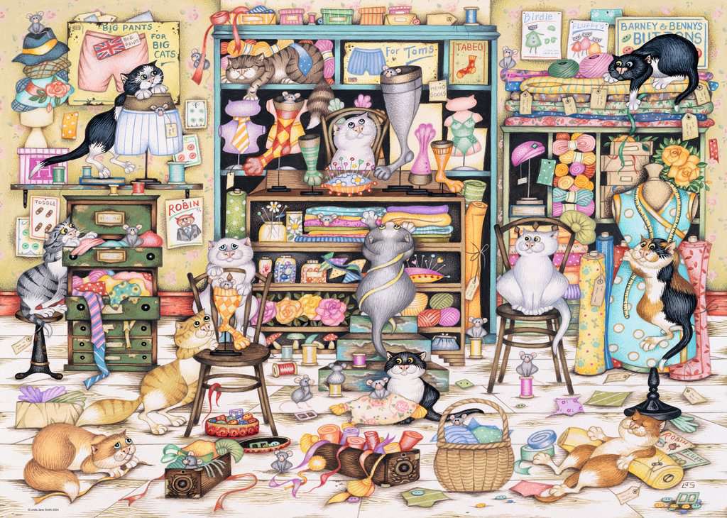 Mrs Hardwick's Haberdashery by Crazy Cats – 1000 Piece Jigsaw Puzzle (Ravensburger)