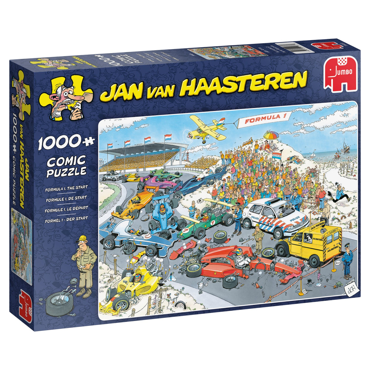 Box, turned right: Grand Prix: The Start – 1000 Piece Jigsaw Puzzle (Jan van Haasteren)