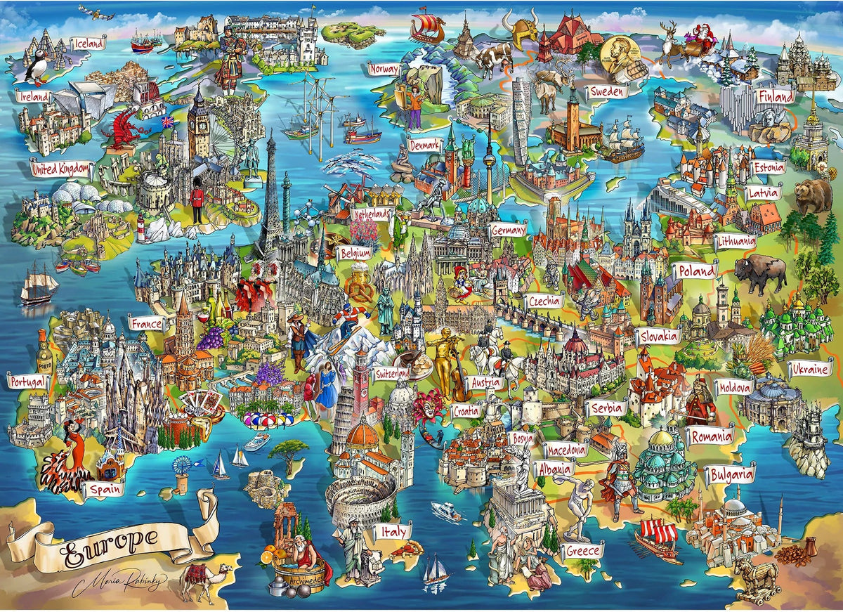Artwork: Exploring Europe – 1000 Piece Jigsaw Puzzle (Gibsons)