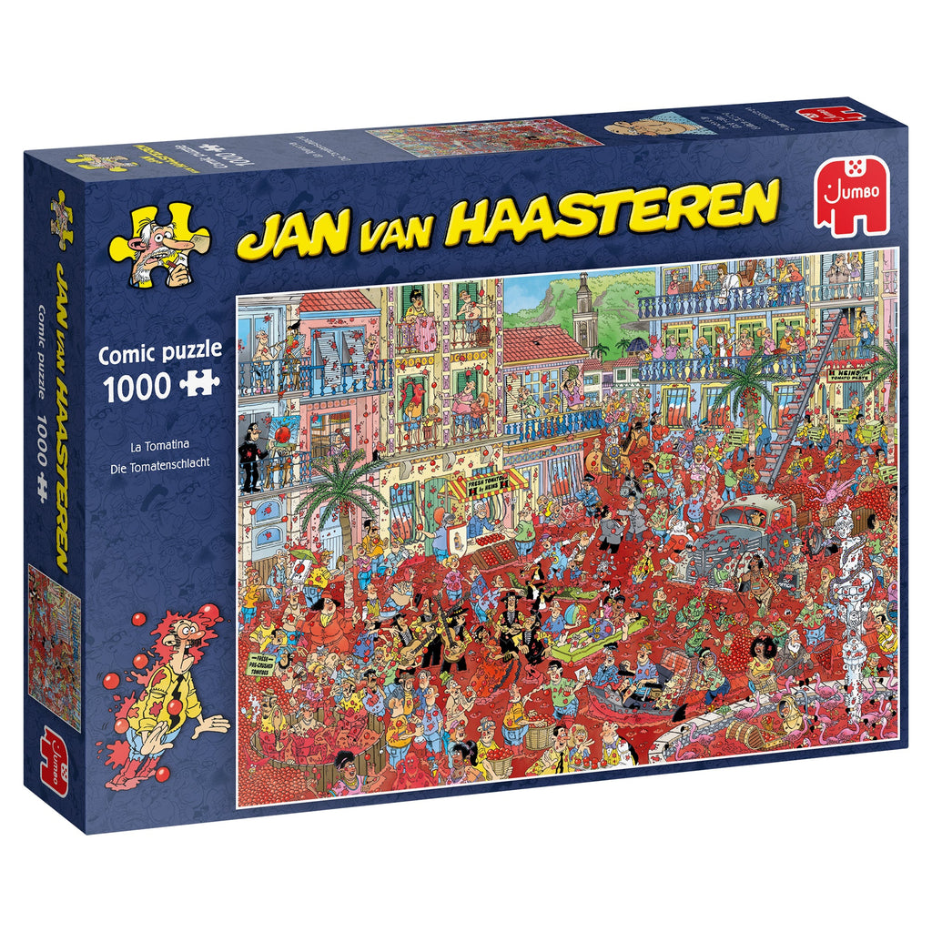 Box, turned right: The Tomato Battle by Jan Van Haasteren – 1000 Piece Jigsaw Puzzle (Jan van Haasteren)