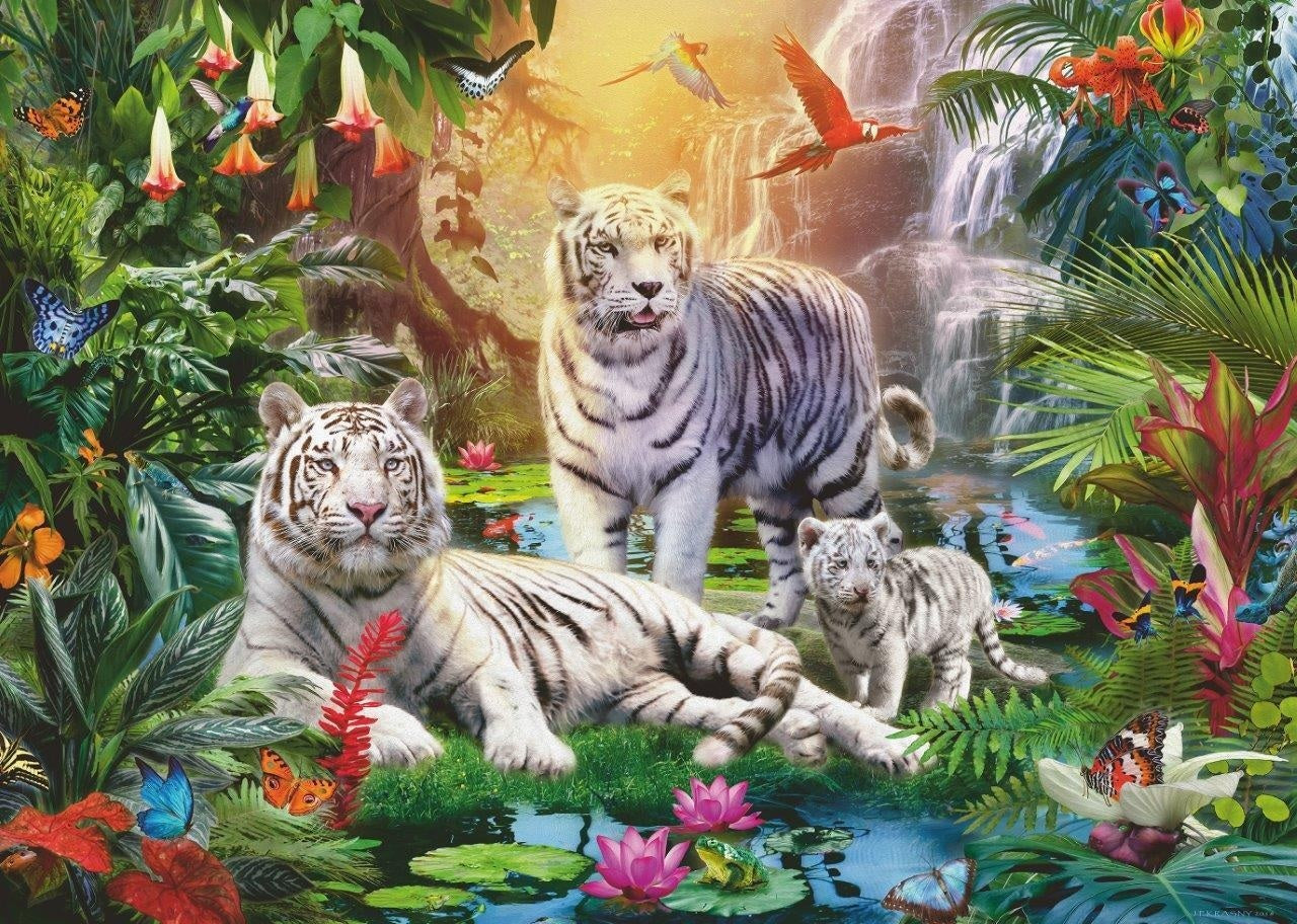 White Tiger Family – 1000 Piece Jigsaw Puzzle (Ravensburger)