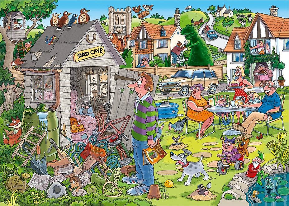 Artwork: Wasgij Destiny 28: Dad Cave – 1000 Piece Jigsaw Puzzle (Wasgij)