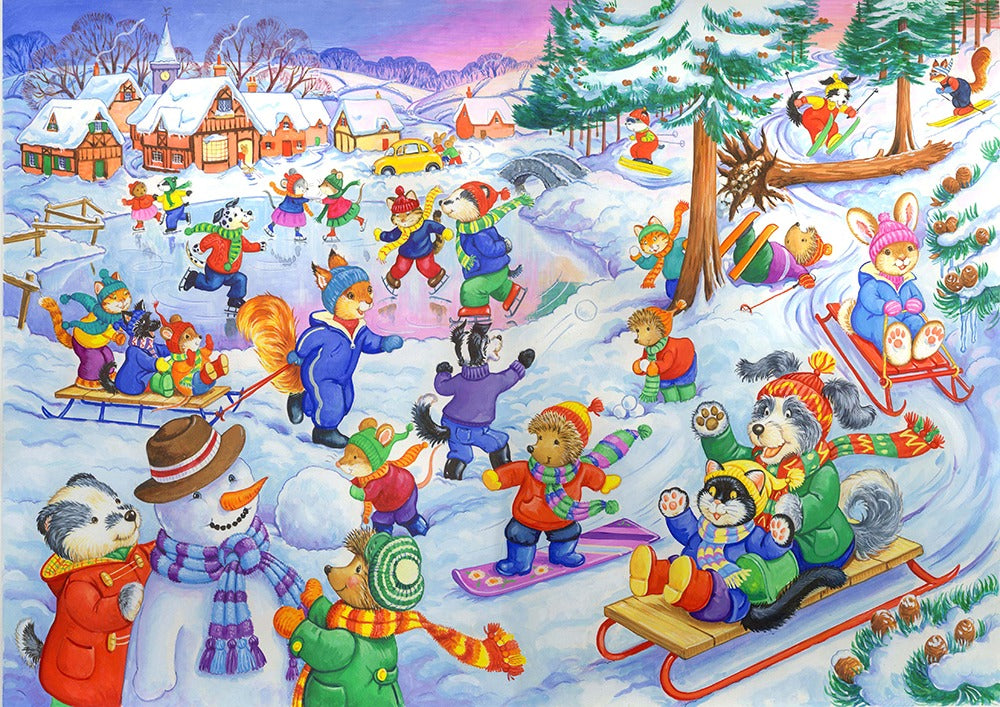 Artwork: Fun In The Snow – 80 Piece Jigsaw Puzzle (House of Puzzles)