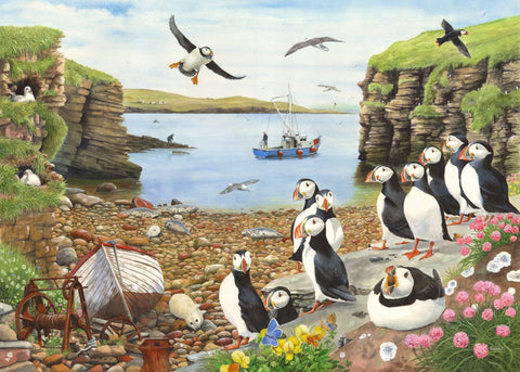 Artwork: Puffin Parade – 500 Piece Jigsaw Puzzle (House of Puzzles)