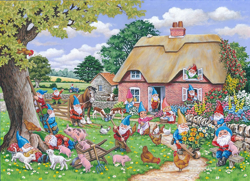 Artwork: Gnome Farm – 500 XL Piece Jigsaw Puzzle (House of Puzzles)