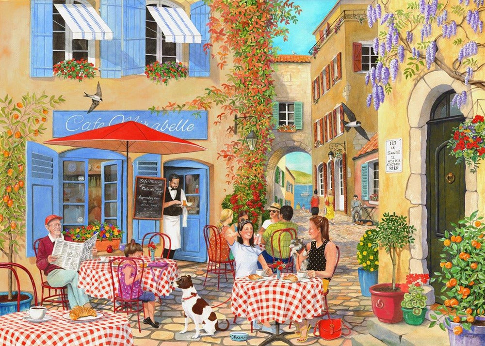 Artwork: Coffee & Croissants – 500 XL Piece Jigsaw Puzzle (House of Puzzles)