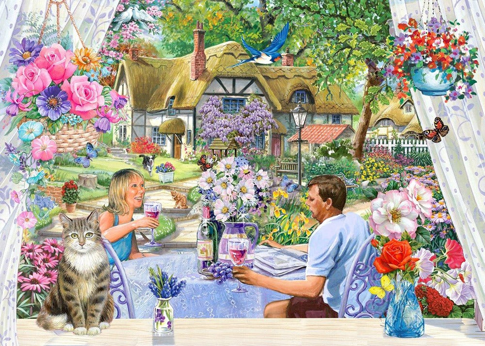 Artwork: Enjoying the Garden – 500 XL Piece Jigsaw Puzzle (House of Puzzles)
