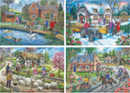 Artwork: Life in the Country - 4 x 500 Piece Jigsaw Puzzle Set (House of Puzzles)
