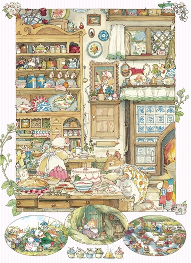 Brambly Hedge Picnic Preparations by Jill Barklem - 500 Piece Jigsaw Puzzle + Poster (Cobble Hill)