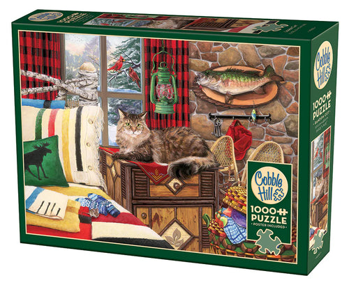 Lodge Cat - 1000 Piece Jigsaw Puzzle (Cobble Hill) - Completed Puzzle