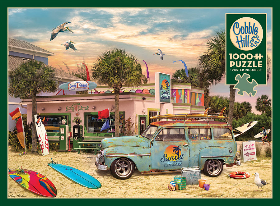 Box, straight on: Surf Shack – 1000 Piece Jigsaw Puzzle (Cobble Hill)