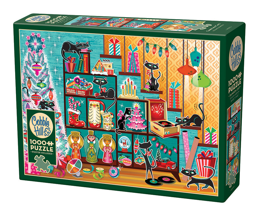 Box, turned left: Christmas Cats by Cobble Hill - 1000 Piece Jigsaw Puzzle