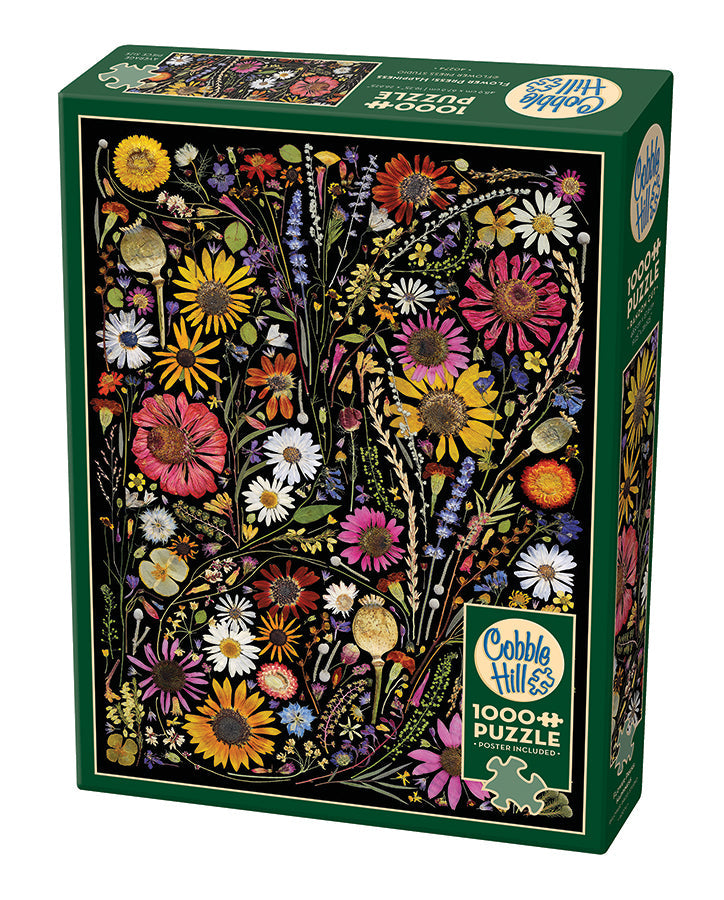 Box, turned right: Flower Press Happiness – 1000 Piece Jigsaw Puzzle (Cobble Hill)