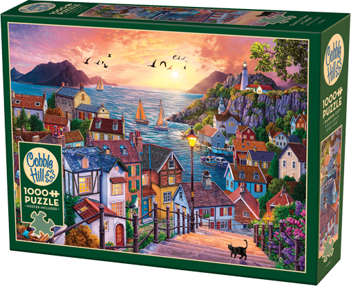Coastal Town at Sunset – 1000 Piece Jigsaw Puzzle (Cobble Hill)