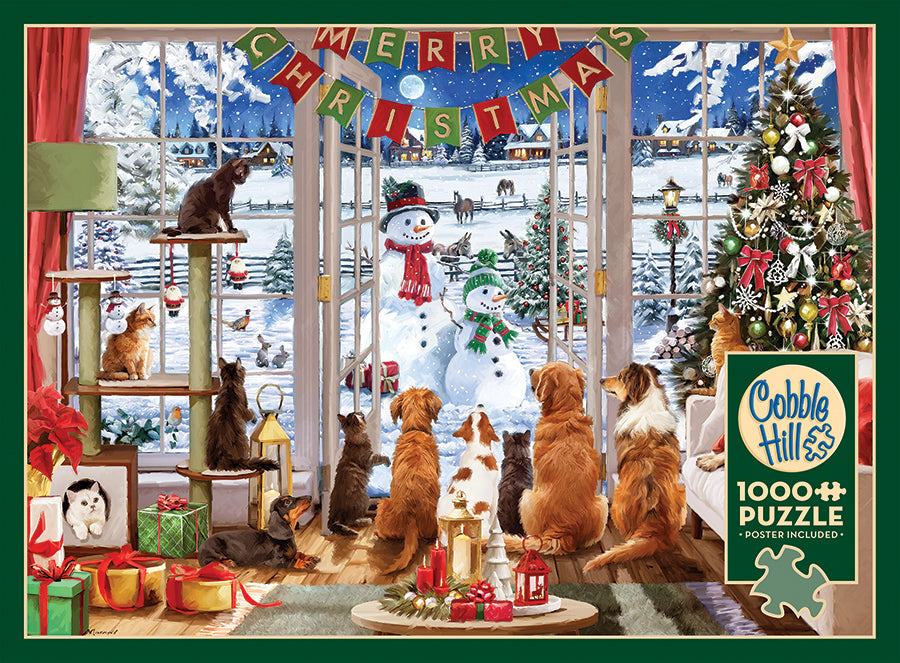 Box, straight on: Christmas Visitors – 1000 Piece Jigsaw Puzzle (Cobble Hill)