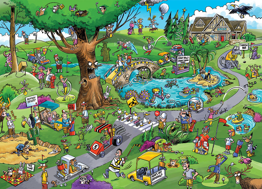 Artwork: Doodle Town: Par for the Course – 1000 Piece Jigsaw Puzzle (Cobble Hill)