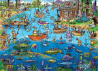 Artwork: Doodle Town: Gone Fishing – 1000 Piece Jigsaw Puzzle (Cobble Hill)