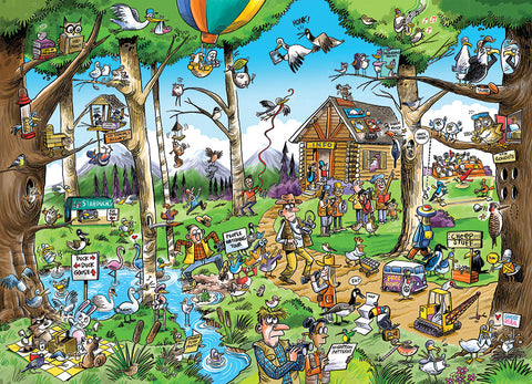Artwork: Doodle Town: Birdwatcher's Paradise - 1000 Piece Jigsaw Puzzle (Cobble Hill)