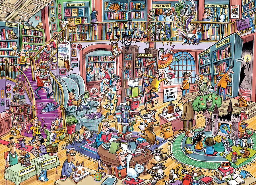 DoodleTown: Bookshop Bedlam by Dave Whamond - 1000 Piece Jigsaw Puzzle (Cobble Hill)