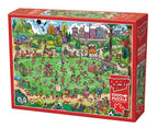 Box, turned left: Doodle Town: Offside Antics – 1000 Piece Jigsaw Puzzle (Cobble Hill)