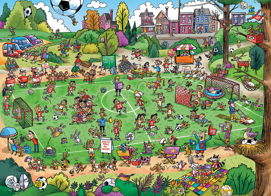 Artwork: Doodle Town: Offside Antics – 1000 Piece Jigsaw Puzzle (Cobble Hill)