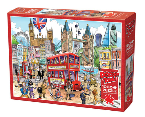 Doodle Town: London - 1000 Piece Jigsaw Puzzle - Completed Puzzle