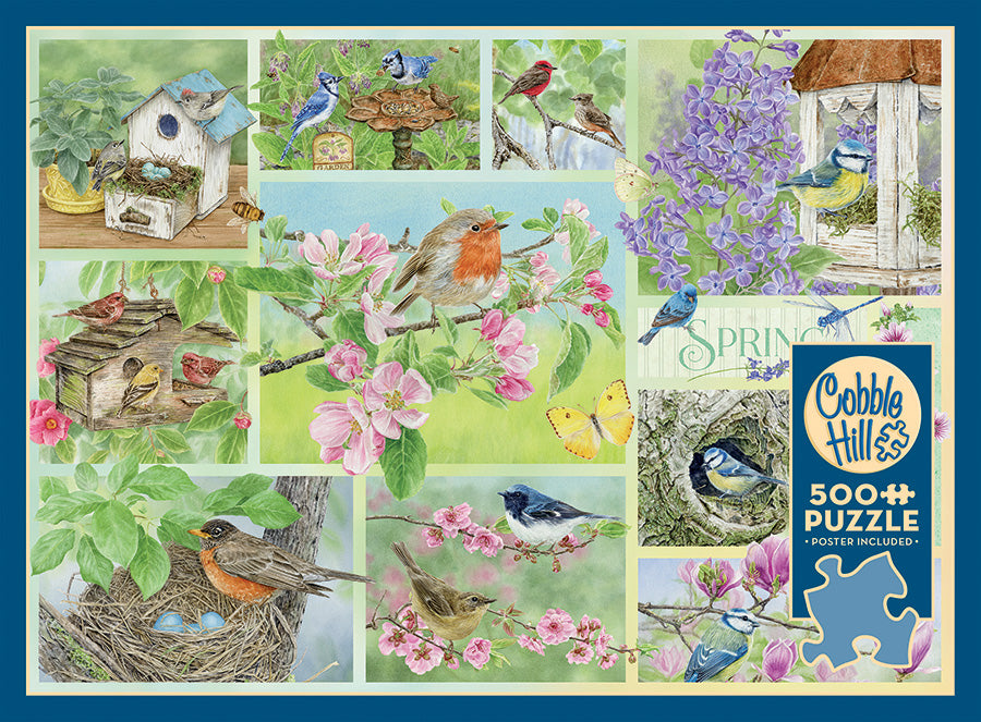 Box, straight on: Garden Birds in Spring – 500 Piece Jigsaw Puzzle (Cobble Hill)