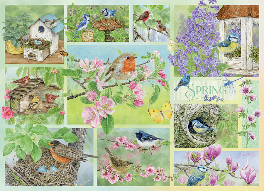 Artwork: Garden Birds in Spring – 500 Piece Jigsaw Puzzle (Cobble Hill)