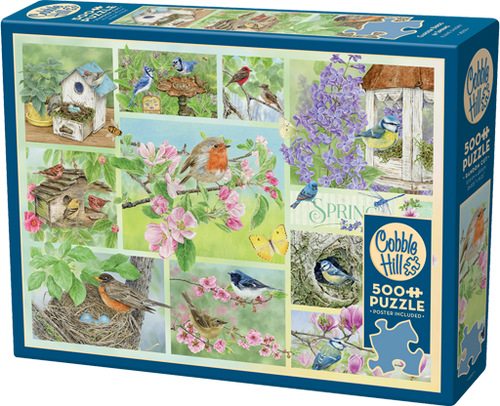 Garden Birds in Spring – 500 Piece Jigsaw Puzzle (Cobble Hill) - Completed Puzzle