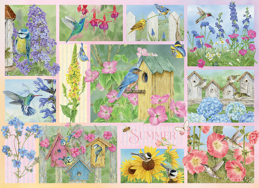 Artwork: Garden Birds in Summer – 500 Piece Jigsaw Puzzle (Cobble Hill)