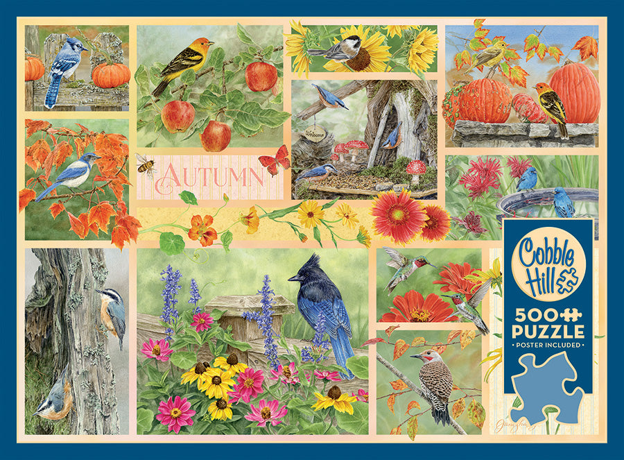 Box, straight on: Garden Birds in Autumn – 500 Piece Jigsaw Puzzle (Cobble Hill)