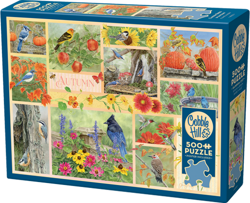 Garden Birds in Autumn – 500 Piece Jigsaw Puzzle (Cobble Hill) - Completed Puzzle