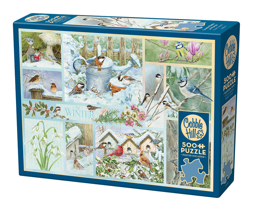 Box, turned left: Garden Birds in Winter – 500 Piece Jigsaw Puzzle (Cobble Hill)