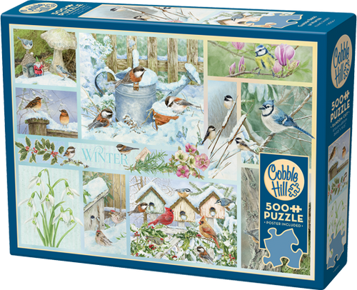 Garden Birds in Winter – 500 Piece Jigsaw Puzzle (Cobble Hill) - Completed Puzzle