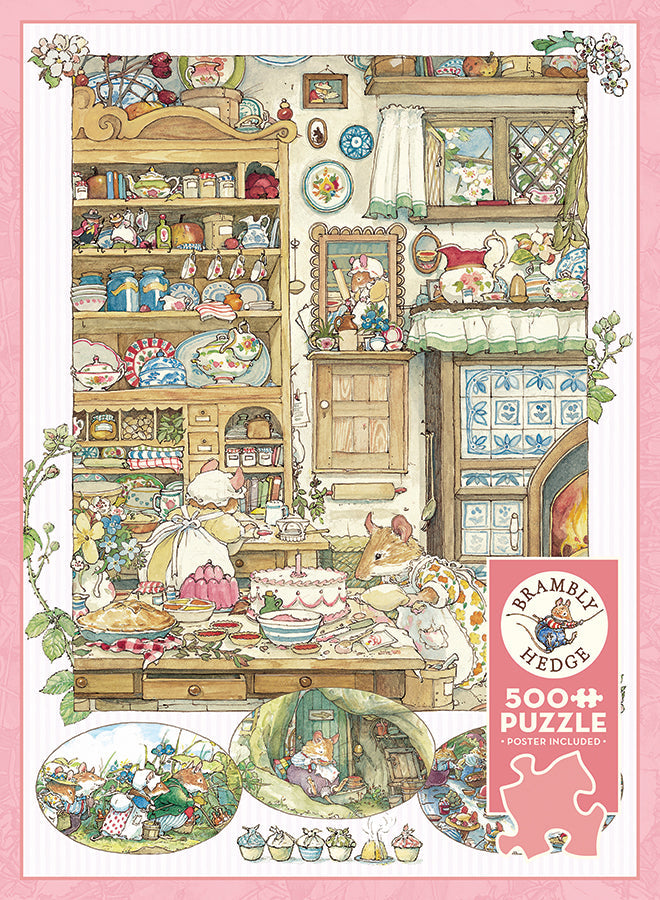 Box, straight on: Brambly Hedge Picnic Preparations by Jill Barklem - 500 Piece Jigsaw Puzzle + Poster (Cobble Hill)