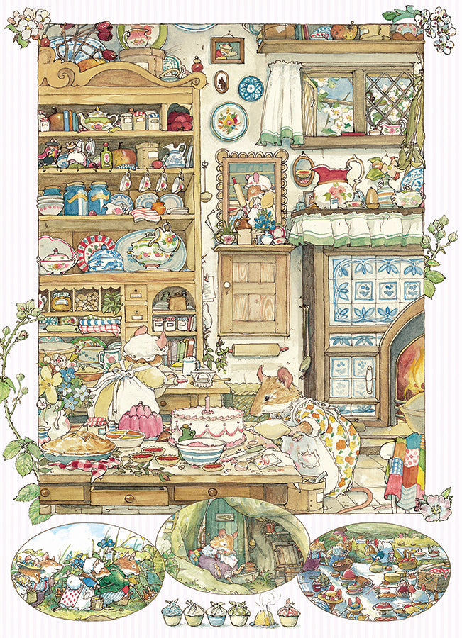 Artwork: Brambly Hedge Picnic Preparations by Jill Barklem - 500 Piece Jigsaw Puzzle + Poster (Cobble Hill)